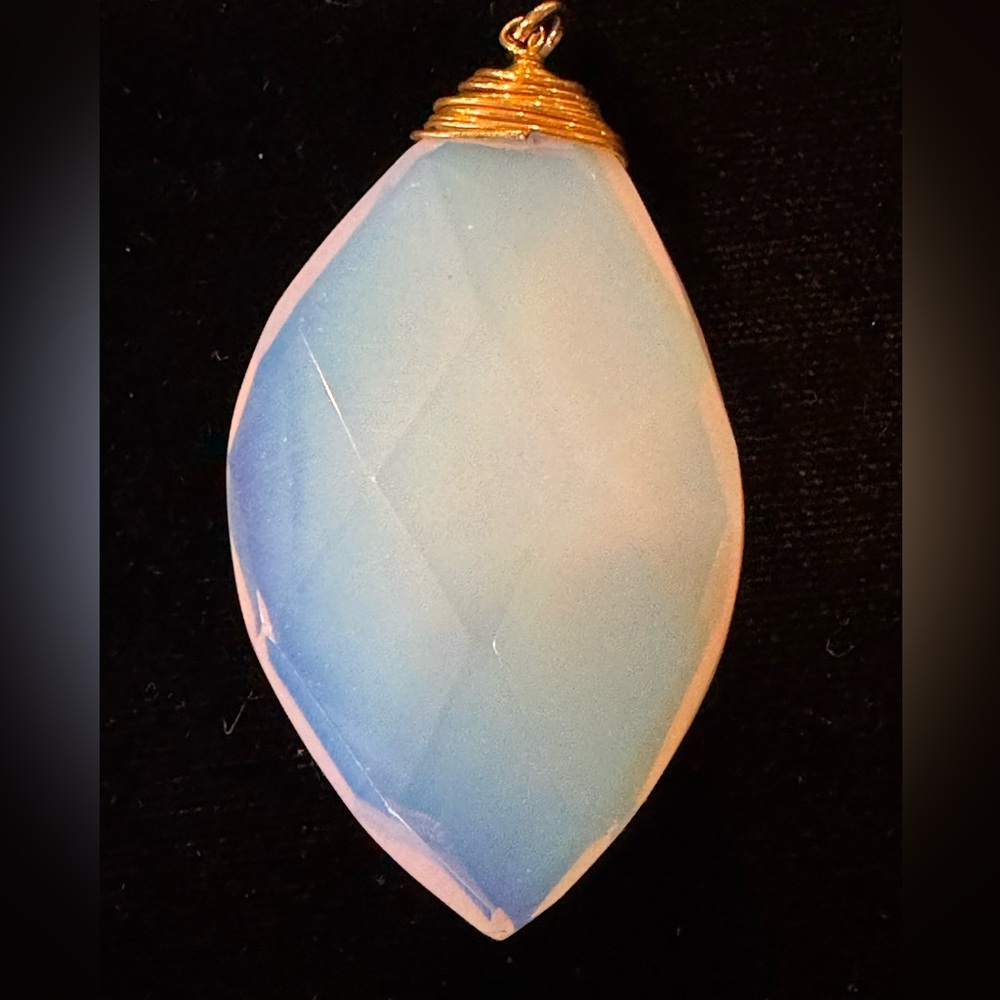 Elegant Wire-Wrapped Faceted Opalite Pendant